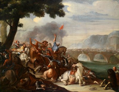 Cavalry Battle Between Christians and Ottomans by Circle of August Querfurt